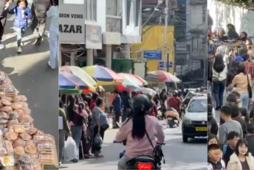 Mizoram’s Capital Aizawl Abuzz on Christmas Eve, No-Vehicle Zone Keeps Festive Crowds Moving